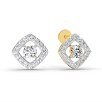 0.76 Carat Square Halo Stud Earrings 14K