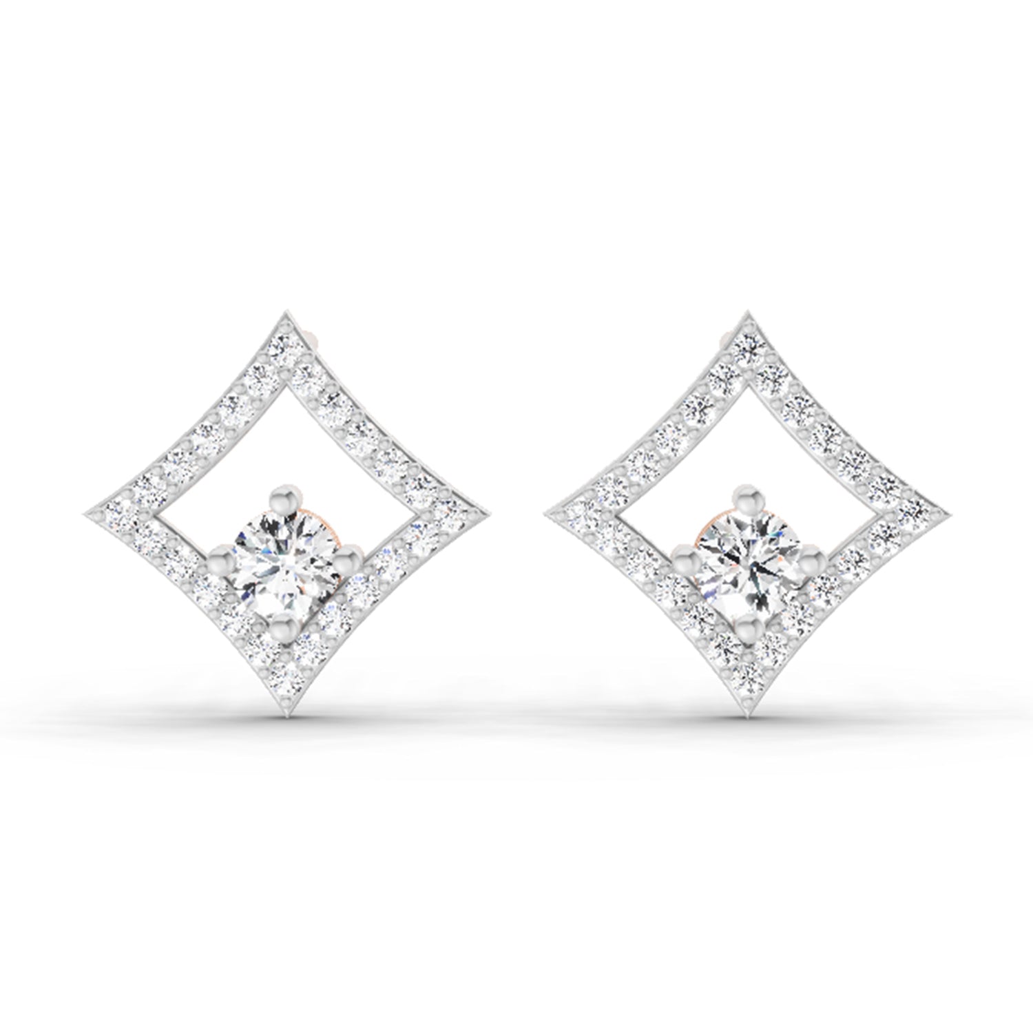 0.79 Carat Round Kite Stud Earrings 14K - Rose Gold
