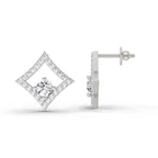 0.79 Carat Round Kite Stud Earrings 14K - White Gold