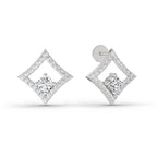 0.79 Carat Round Kite Stud Earrings 14K - White Gold