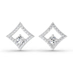 0.79 Carat Round Kite Stud Earrings 14K - White Gold