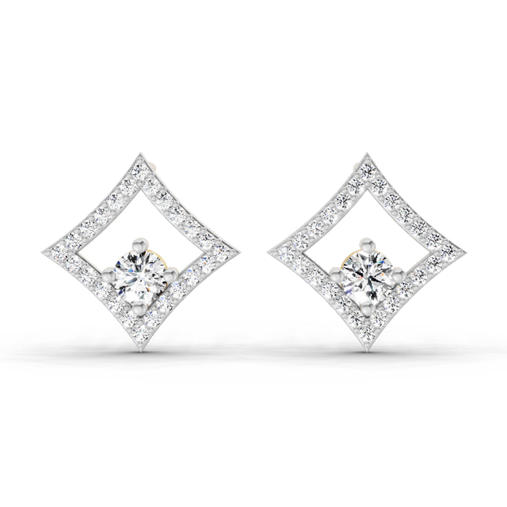 0.79 Carat Round Kite Stud Earrings 14K