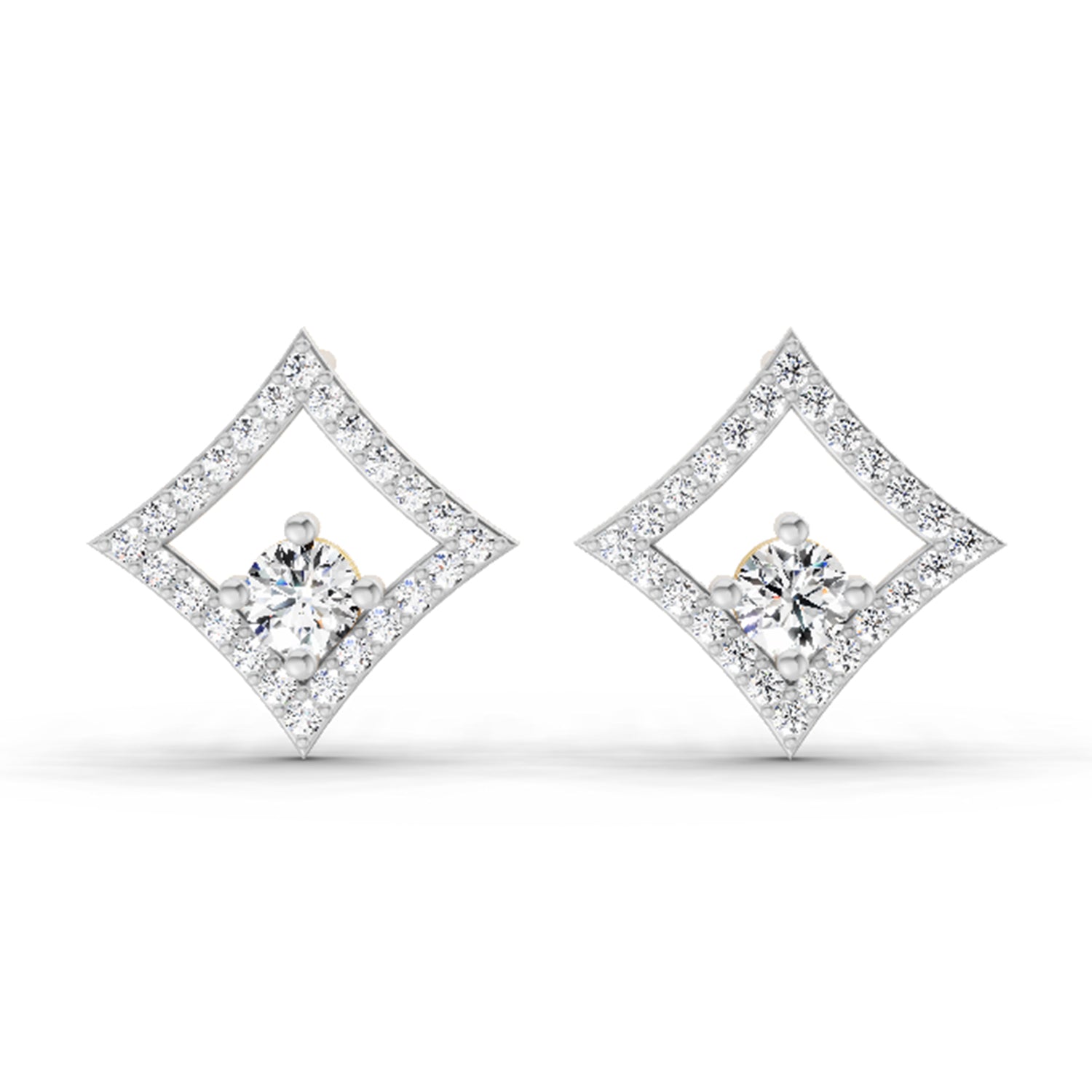 0.79 Carat Round Kite Stud Earrings 14K