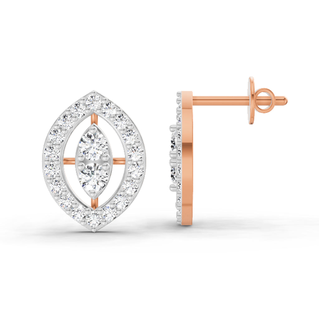 0.79 Carat Halo Stud Earrings 14K - Rose Gold