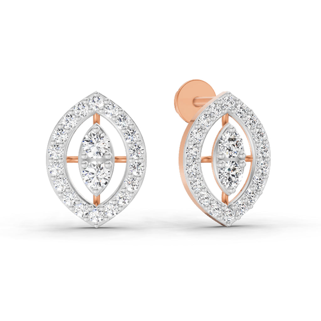 0.79 Carat Halo Stud Earrings 14K - Rose Gold