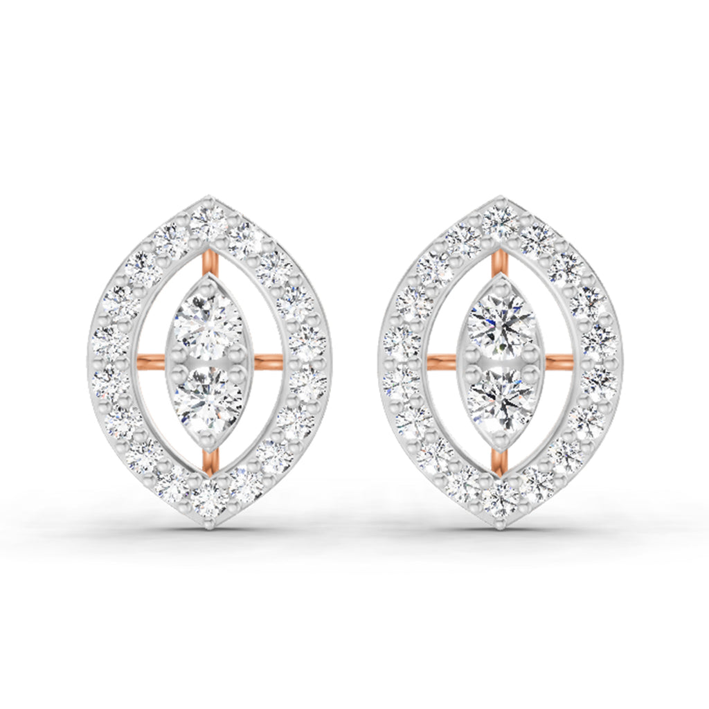 0.79 Carat Halo Stud Earrings 14K - Rose Gold