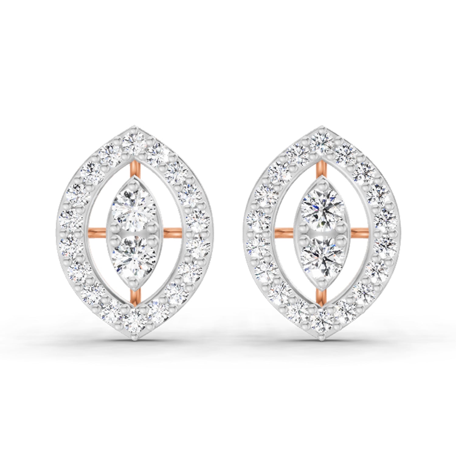 0.79 Carat Halo Stud Earrings 14K - Rose Gold