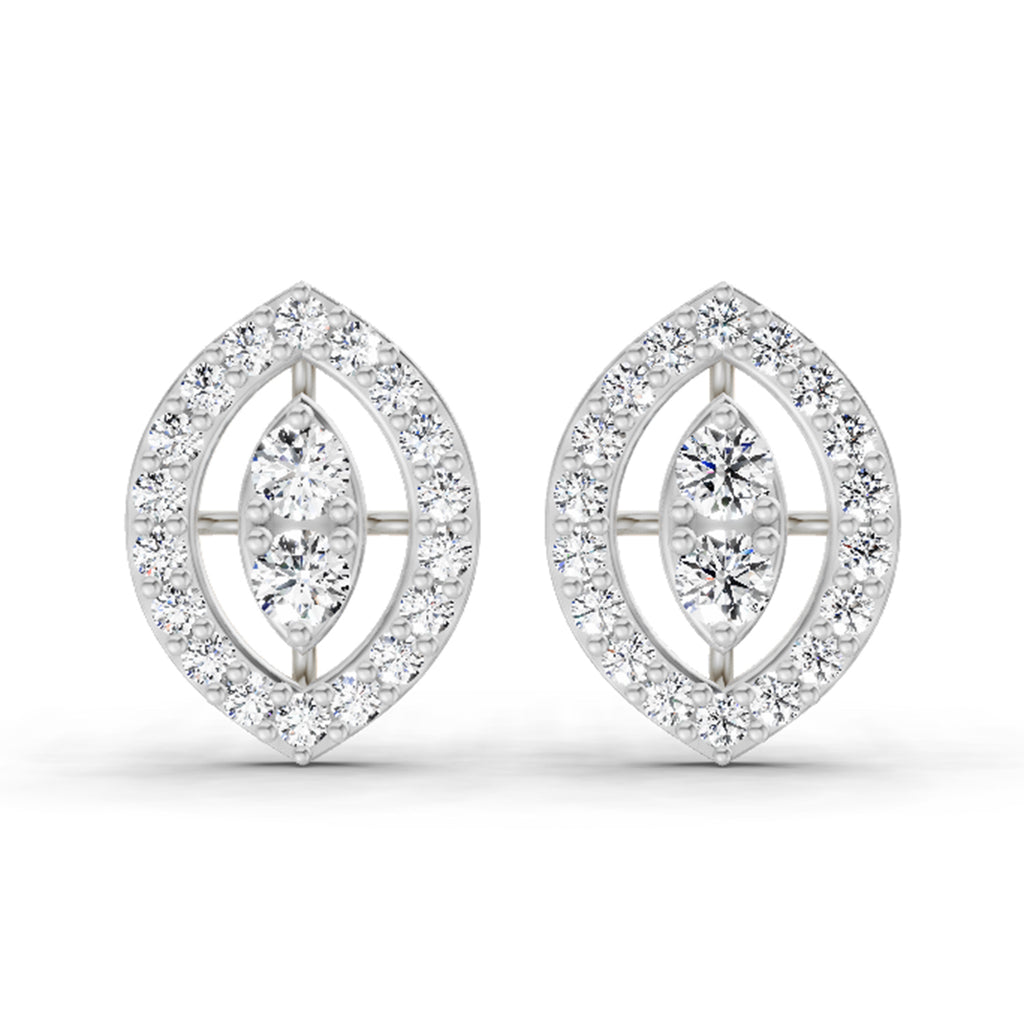 0.79 Carat Halo Stud Earrings 14K - White Gold