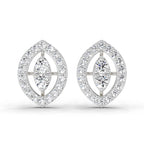 0.79 Carat Halo Stud Earrings 14K - White Gold
