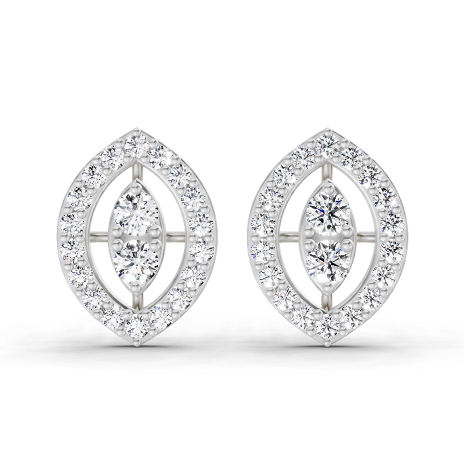 0.79 Carat Halo Stud Earrings 14K - White Gold