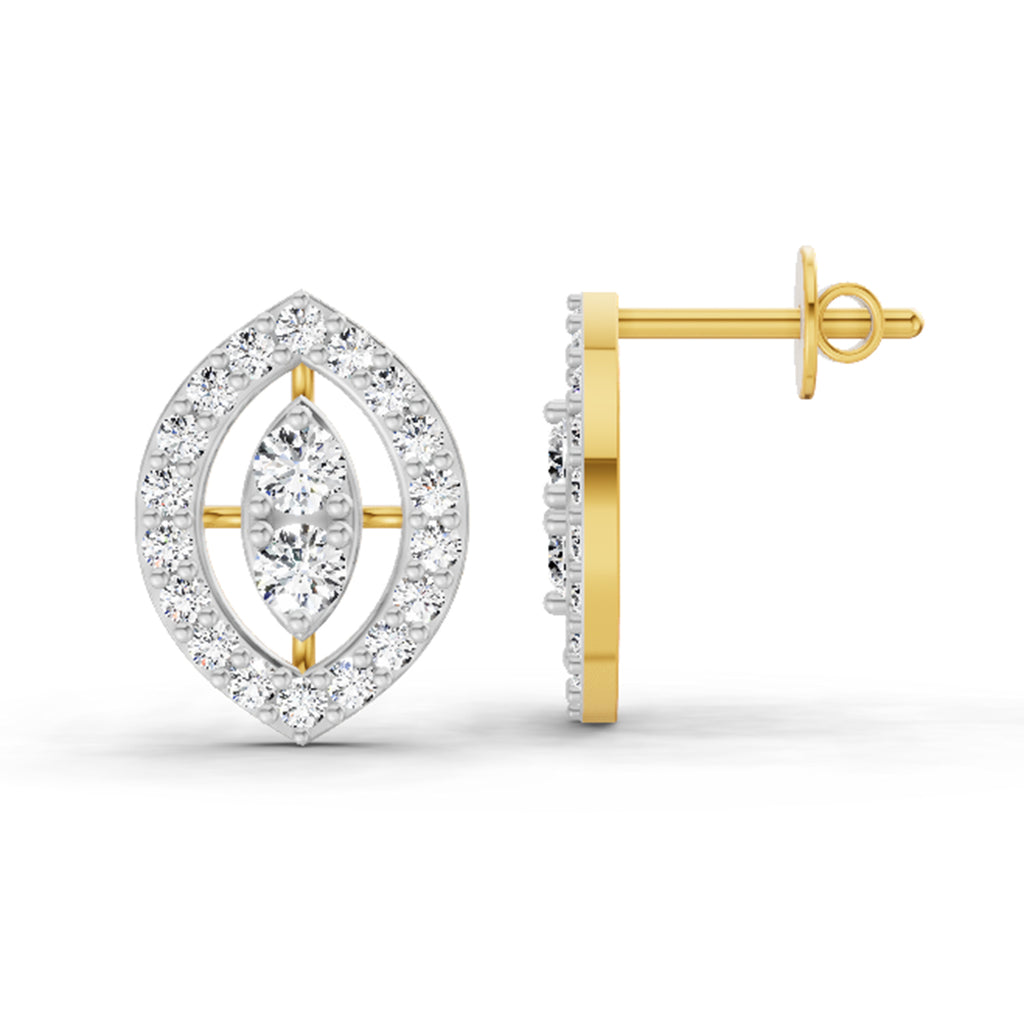 0.79 Carat Halo Stud Earrings 14K