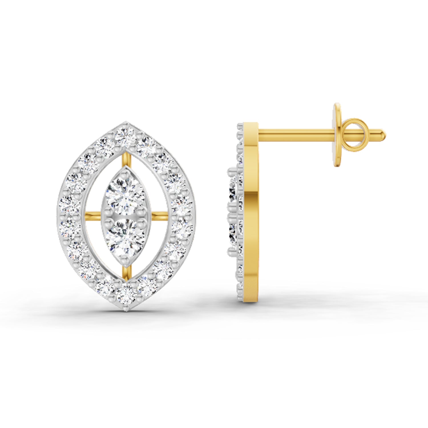 0.79 Carat Halo Stud Earrings 14K