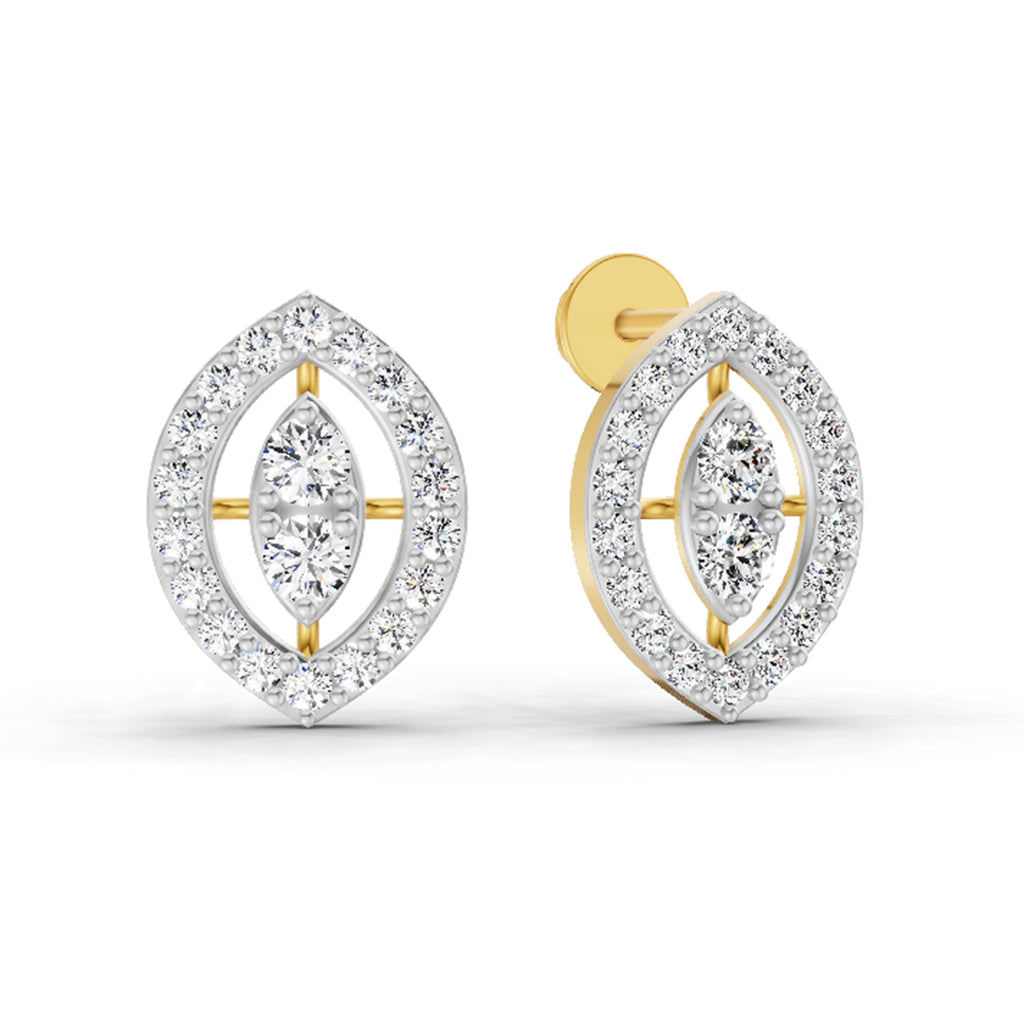 0.79 Carat Halo Stud Earrings 14K