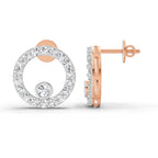 1 Carat Diamond Hexagon Circle Stud Earrings 14K - Rose Gold