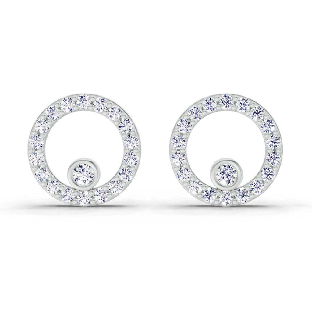 1 Carat Diamond Hexagon Circle Stud Earrings 14K - Rose Gold