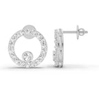 1 Carat Diamond Hexagon Circle Stud Earrings 14K - White Gold