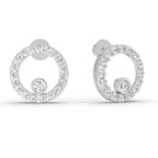 1 Carat Diamond Hexagon Circle Stud Earrings 14K - White Gold