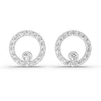 1 Carat Diamond Hexagon Circle Stud Earrings 14K - White Gold