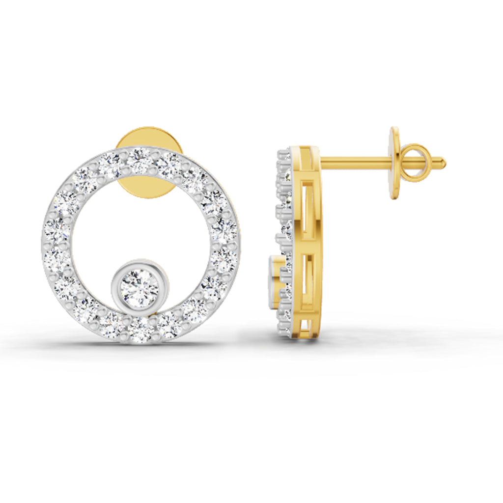 1 Carat Diamond Hexagon Circle Stud Earrings 14K