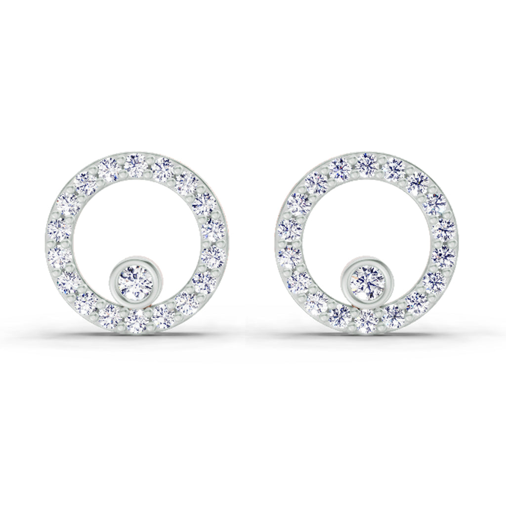 1 Carat Diamond Hexagon Circle Stud Earrings 14K