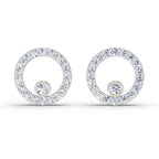 1 Carat Diamond Hexagon Circle Stud Earrings 14K