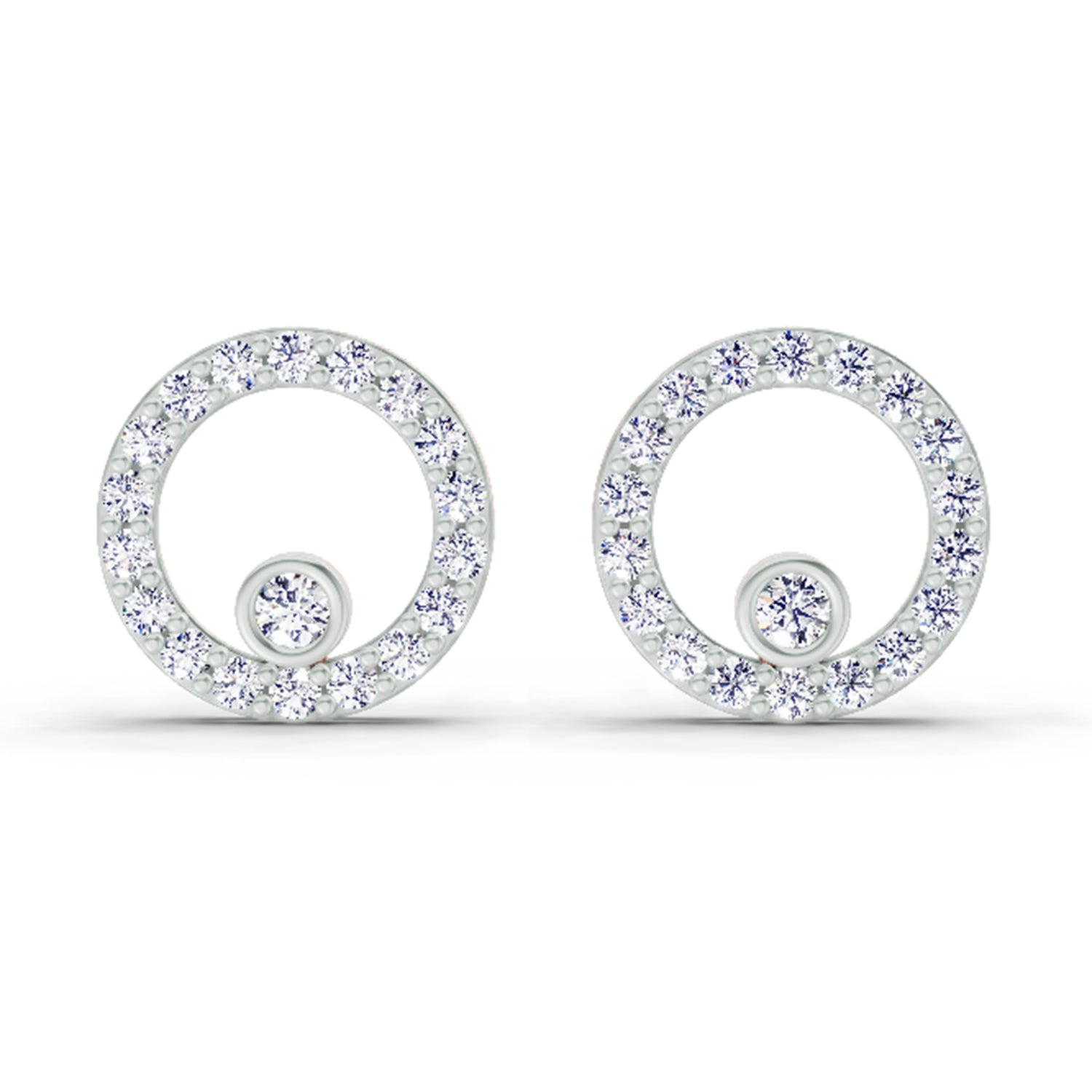 1 Carat Diamond Hexagon Circle Stud Earrings 14K