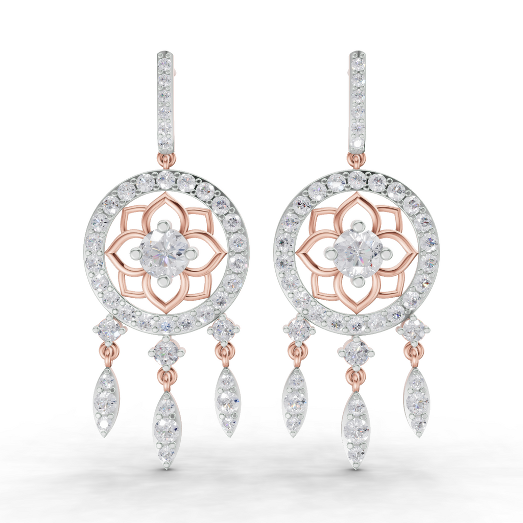 5.19 Carat Dream catcher Diamond Earrings 14K - Rose Gold