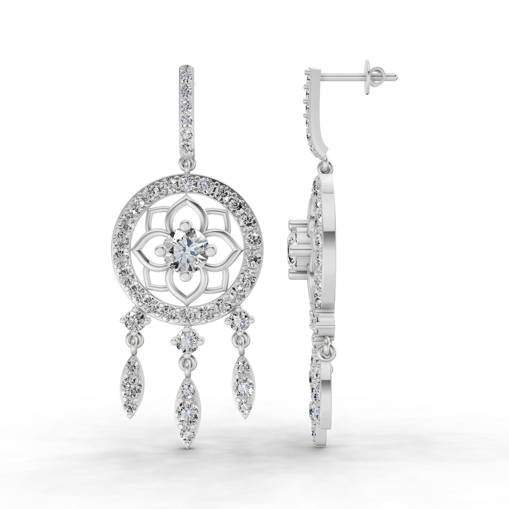 5.19 Carat Dream catcher Diamond Earrings 14K - White Gold