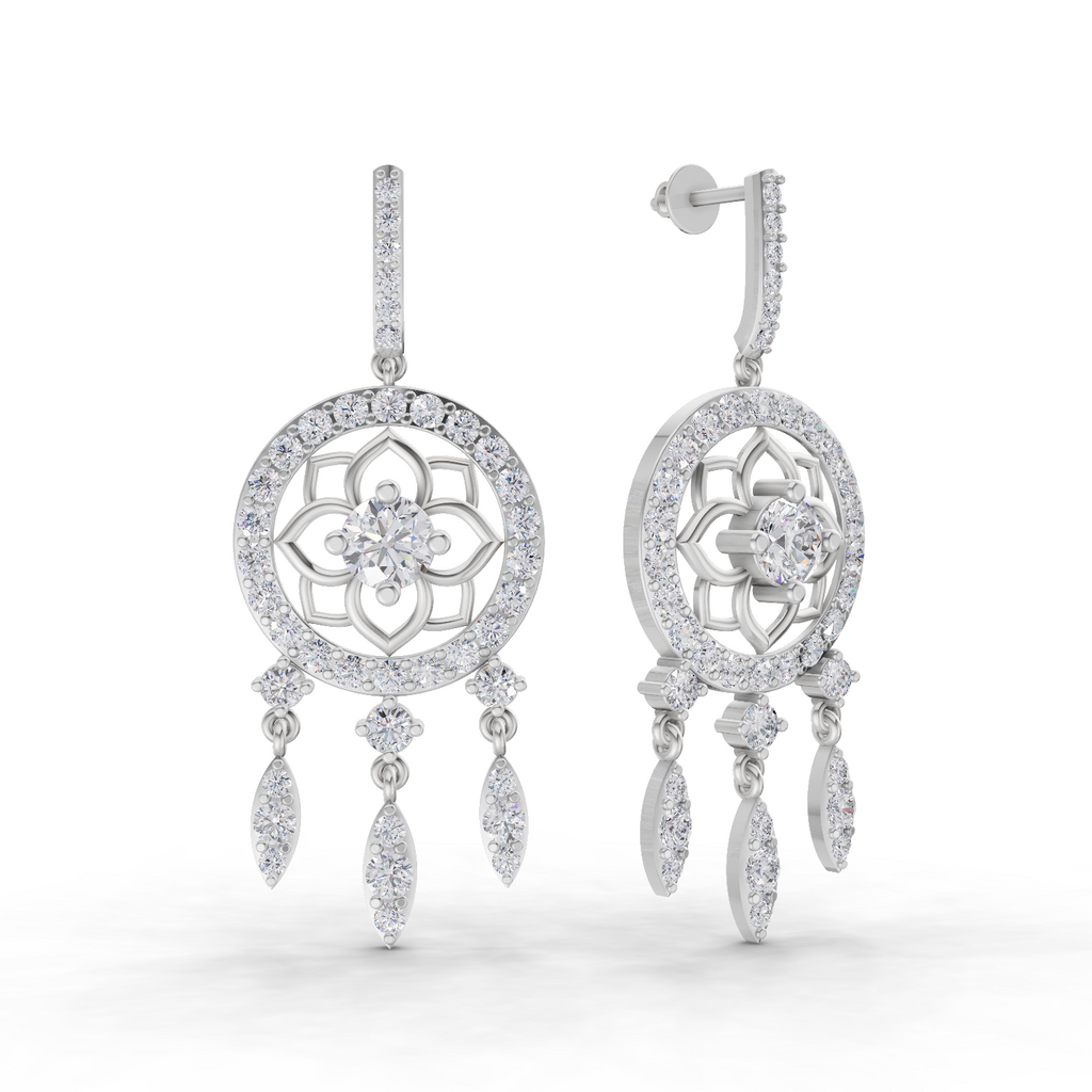 5.19 Carat Dream catcher Diamond Earrings 14K - White Gold