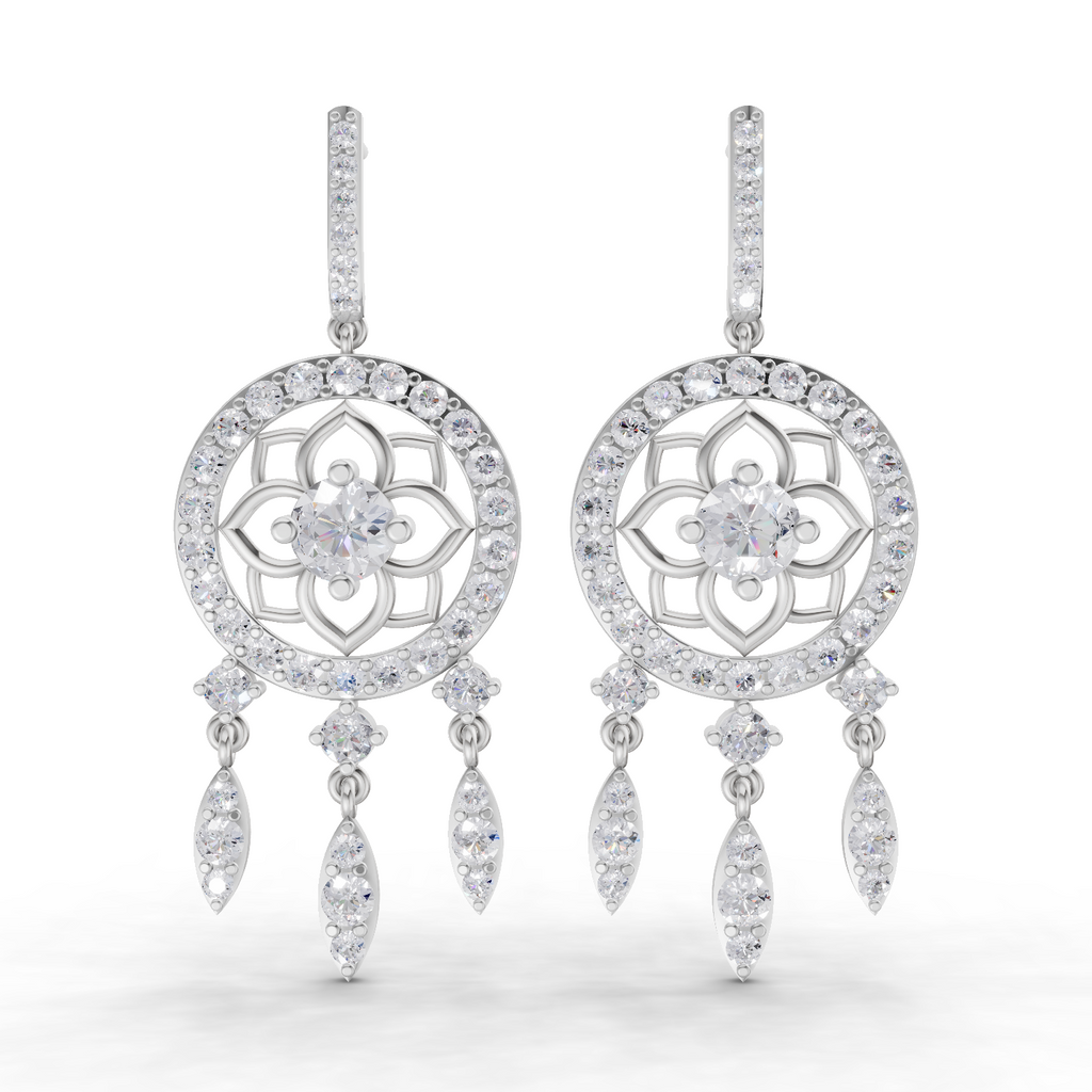 5.19 Carat Dream catcher Diamond Earrings 14K - White Gold