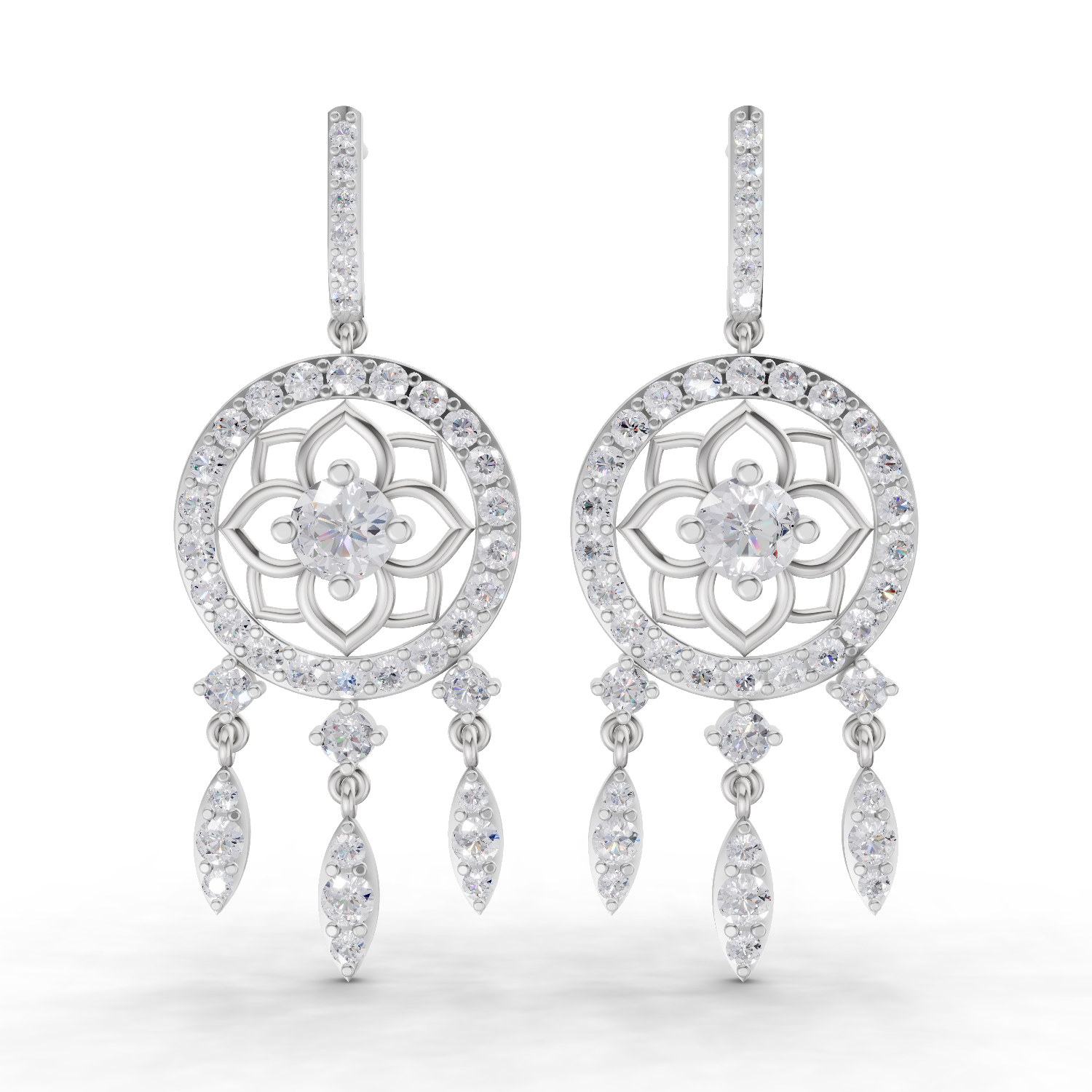 5.19 Carat Dream catcher Diamond Earrings 14K - White Gold