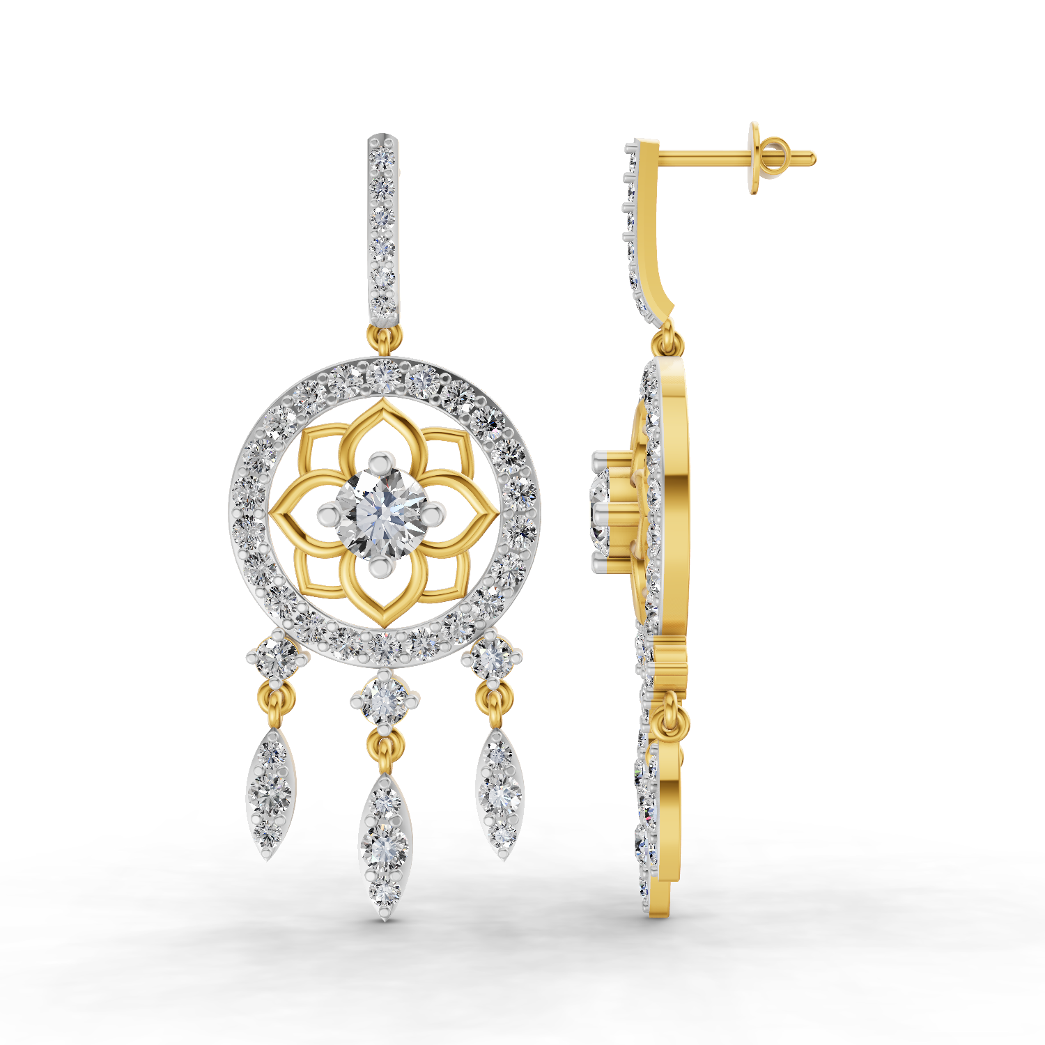 5.19 Carat Dream catcher Diamond Earrings 14K