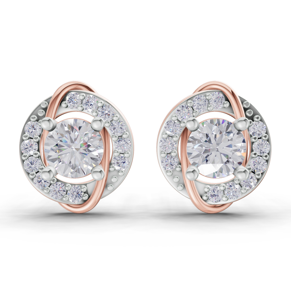 1.09 Carat Celestial Swirl Studs Earrings 14K - Rose Gold