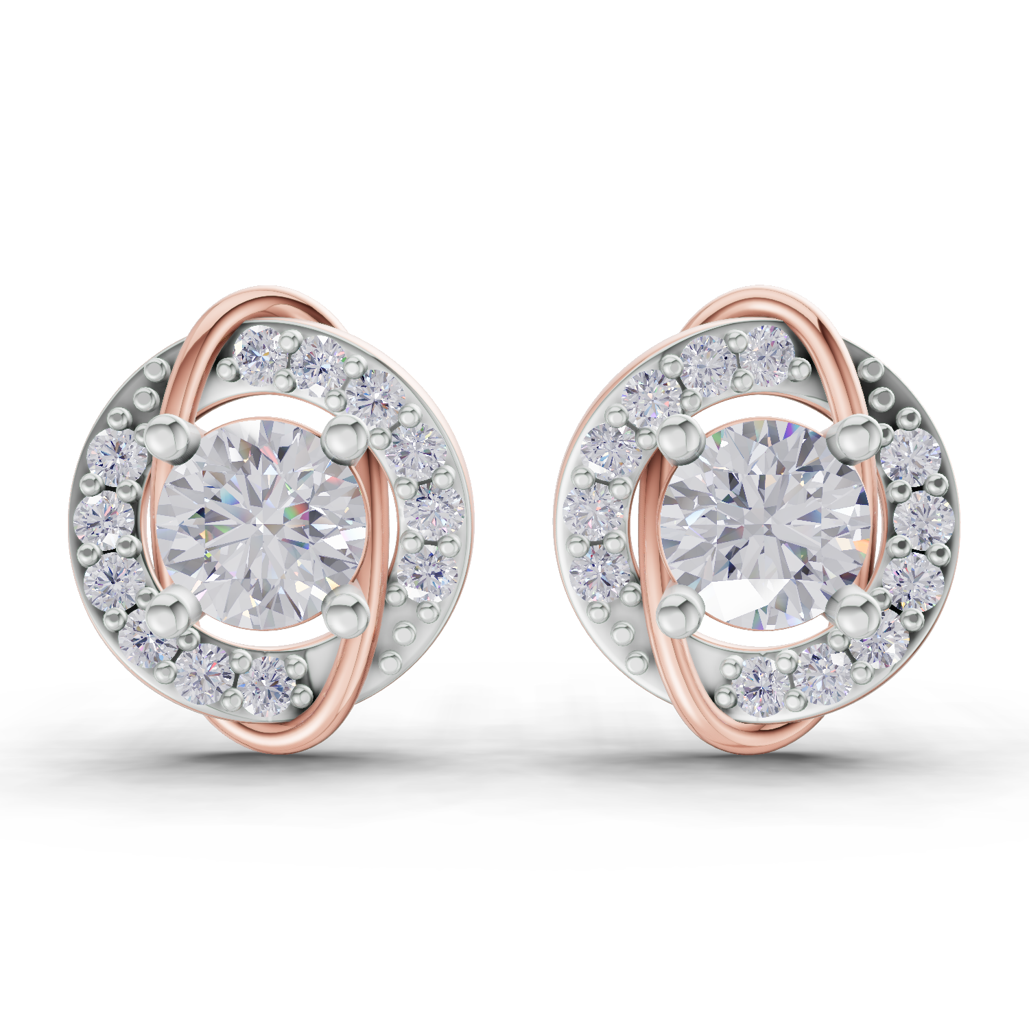 1.09 Carat Celestial Swirl Studs Earrings 14K - Rose Gold