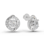 1.09 Carat Celestial Swirl Studs Earrings 14K - White Gold