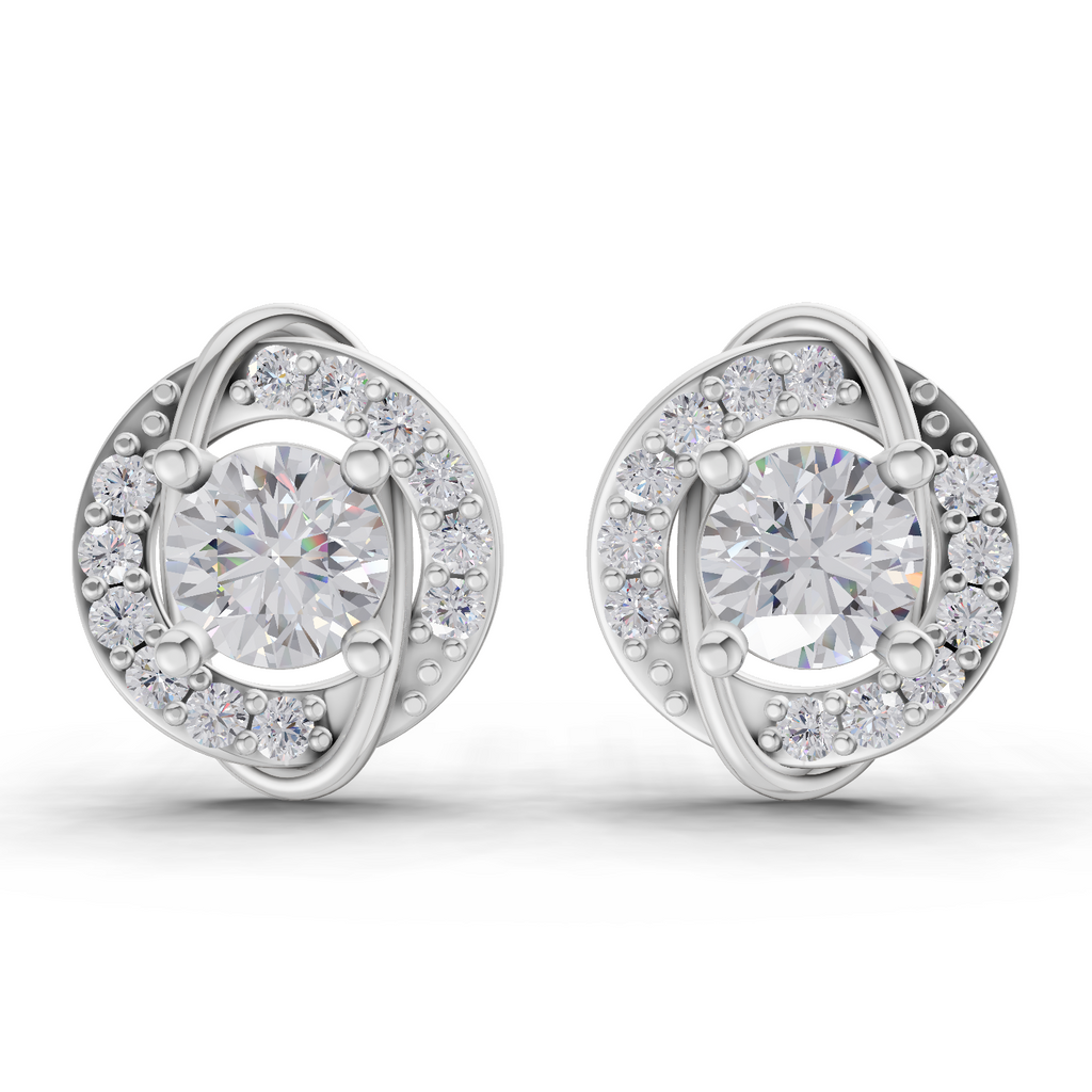 1.09 Carat Celestial Swirl Studs Earrings 14K - White Gold