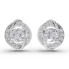 1.09 Carat Celestial Swirl Studs Earrings 14K - White Gold