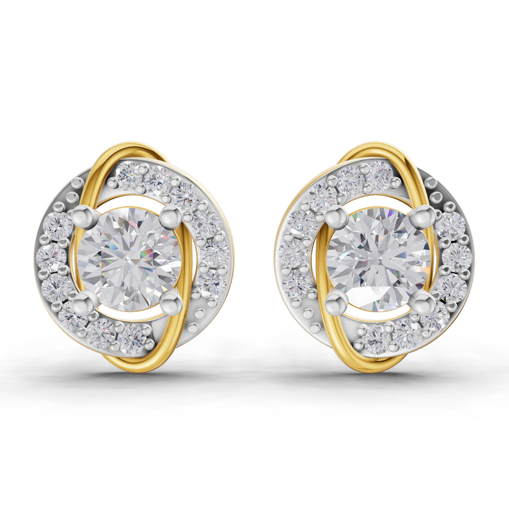 1.09 Carat Celestial Swirl Studs Earrings 14K