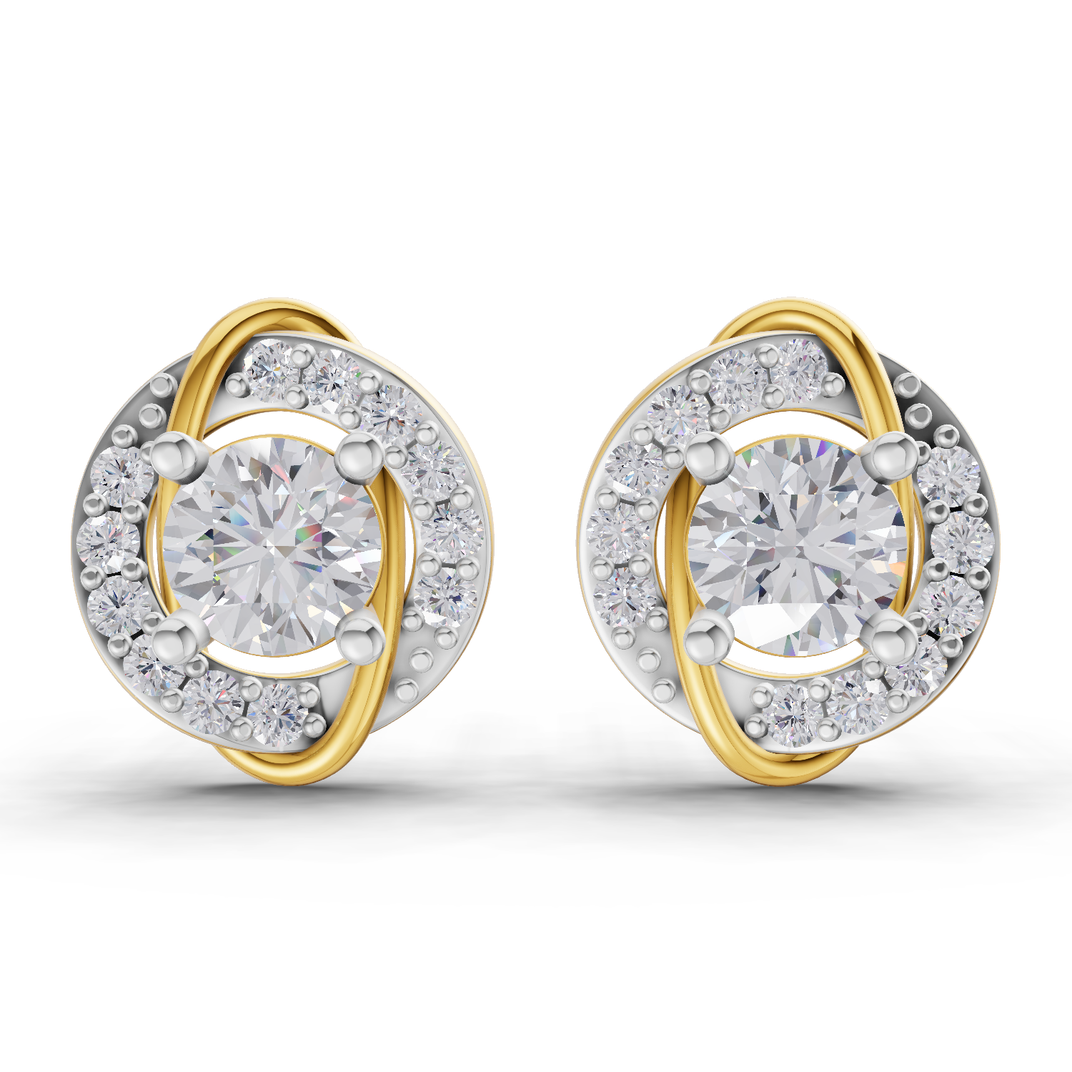1.09 Carat Celestial Swirl Studs Earrings 14K