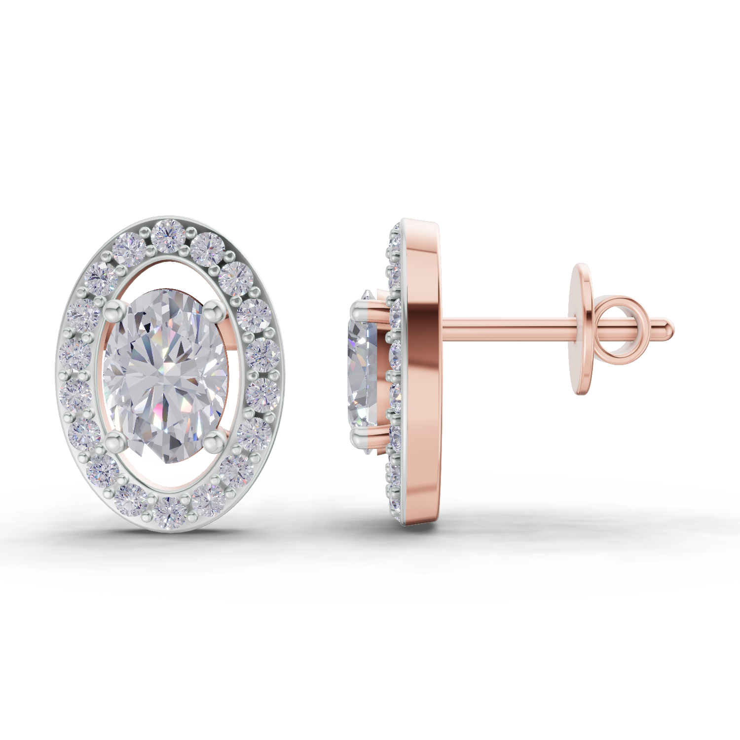 1.93 Carat Celeste Oval Diamond Earrings 14K - Rose Gold
