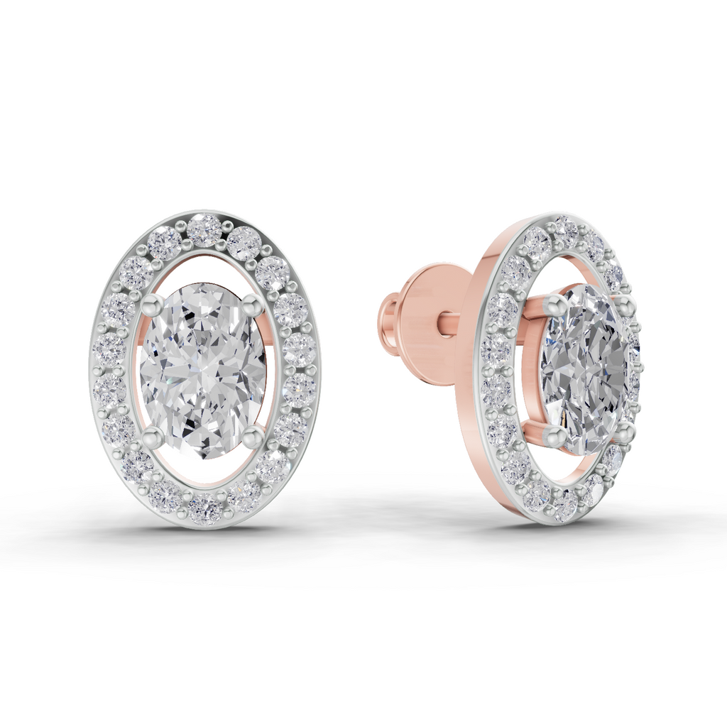 1.93 Carat Celeste Oval Diamond Earrings 14K - Rose Gold
