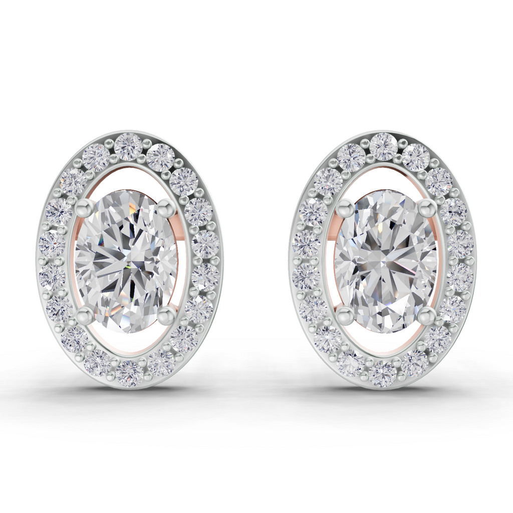 1.93 Carat Celeste Oval Diamond Earrings 14K - Rose Gold