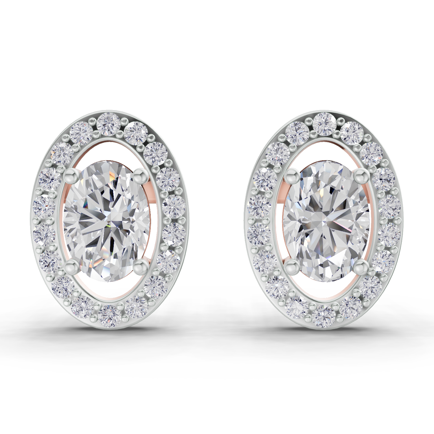 1.93 Carat Celeste Oval Diamond Earrings 14K - Rose Gold
