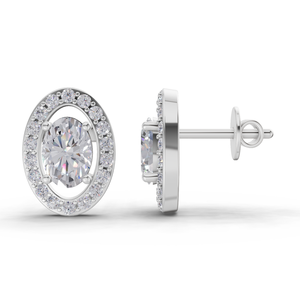 1.93 Carat Celeste Oval Diamond Earrings 14K - White Gold