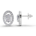 1.93 Carat Celeste Oval Diamond Earrings 14K - White Gold