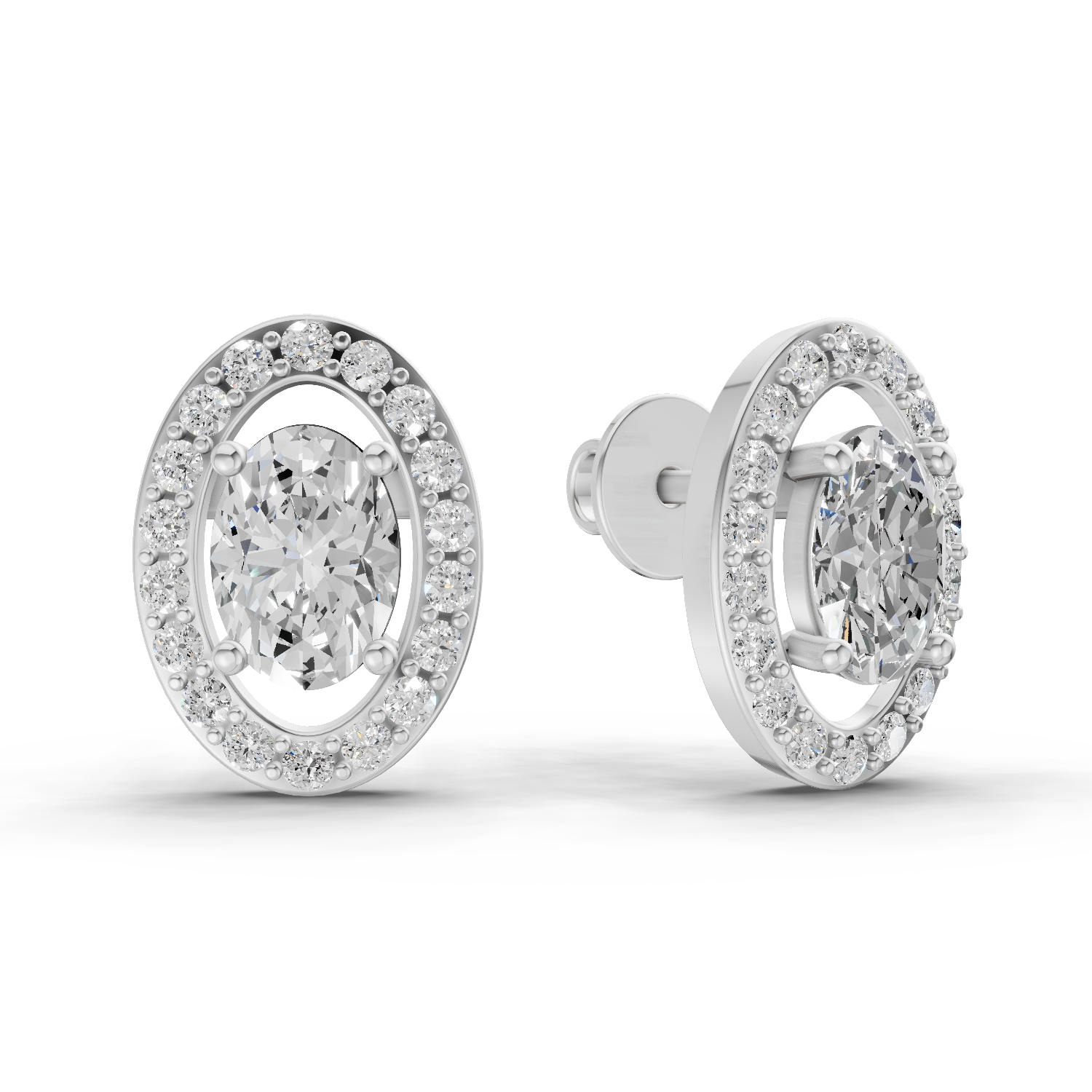 1.93 Carat Celeste Oval Diamond Earrings 14K - White Gold