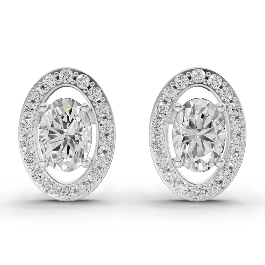 1.93 Carat Celeste Oval Diamond Earrings 14K - White Gold