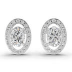 1.93 Carat Celeste Oval Diamond Earrings 14K - White Gold