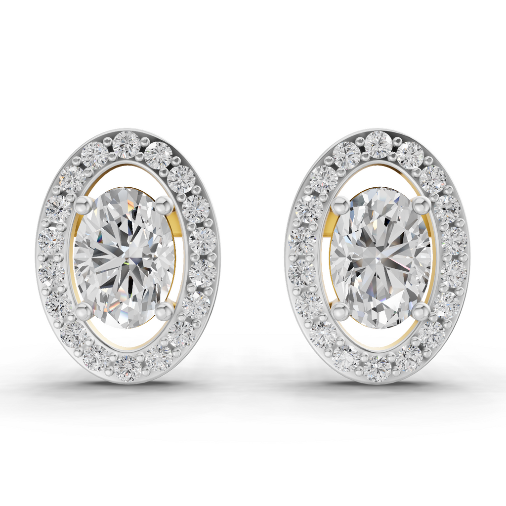 1.93 Carat Celeste Oval Diamond Earrings 14K