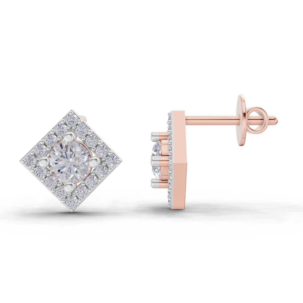 0.81 Carat Square Diamond Earrings 14K - Rose Gold